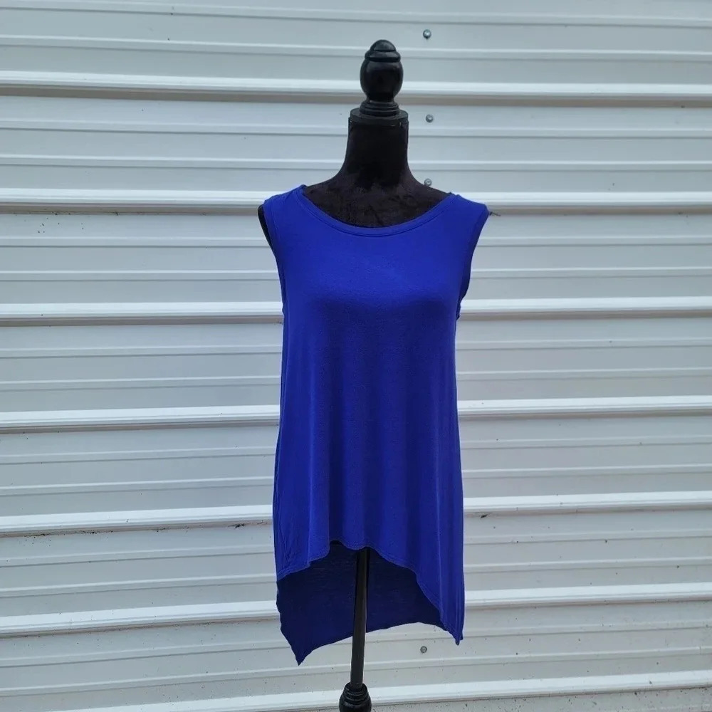 THX Thanx Collection Women's Purple Stretch Assymetric Sleeveless Top sz M